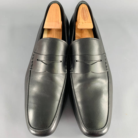 TOD'S Size 10.5 Black Leather Penny Loafers