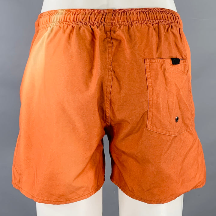 SATURDAYS NYC Size S Orange Yellow Ombre Drawstring Swim Trunks