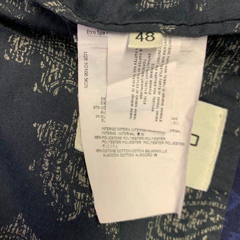 ETRO Size 38 Navy Black Navajo Cotton Blend Single Breasted Sport Coat