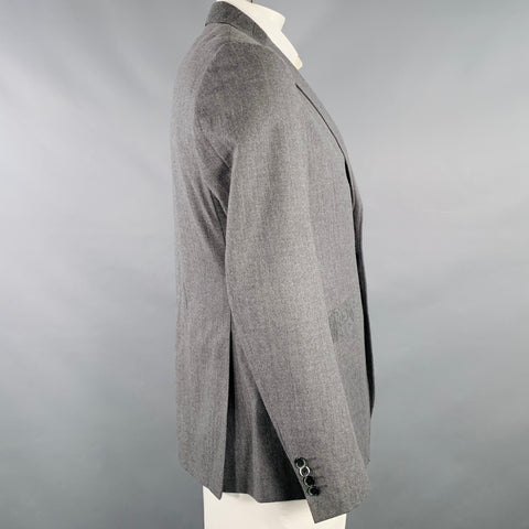 ETRO Size 42 Grey Wool Blend Paisley Trim Single Breasted Sport Coat