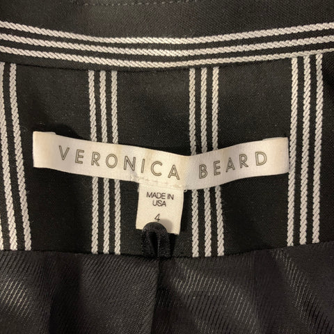 VERONICA BEARD Size 4 Black White Striped Polyester Viscose Blazer