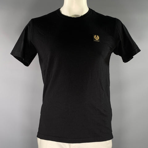 BELSTAFF Size L Black Gold Cotton Crew-Neck T-shirt