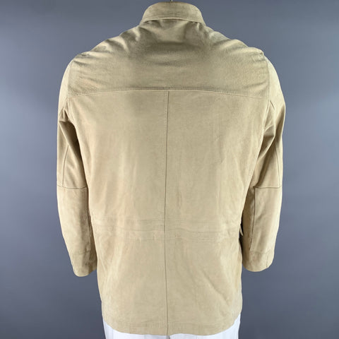 BYBLOS Size M Khaki Green Suede Trucker Jacket
