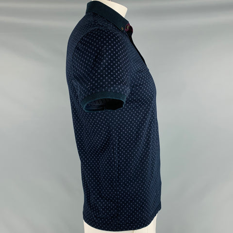 TED BAKER Size L Navy Purple Dots Cotton One Pocket Polo