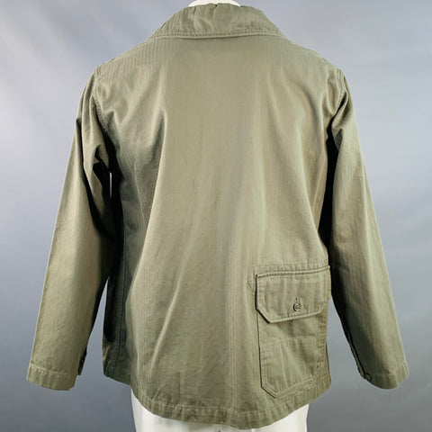 ENGINEERED GARMENTS Size L Olive Cotton Herringbone Shawl Collar Jacket