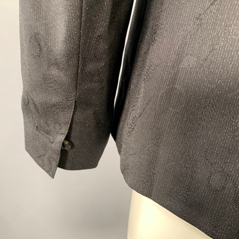 ROBERTO CAVALLI Size 40 Black Grey Snake Jacquard Wool Silk Sport Coat