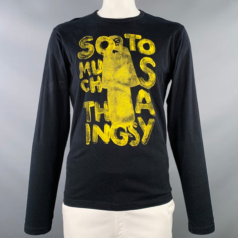 AGNÈS B. x VINCENT MICHEA Size XL Black Yellow Graphic Print Cotton Crew Neck Pullover