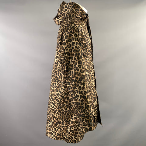 THE KOOPLES Size M Tan Brown Leopard Raincoat Trenchcoat