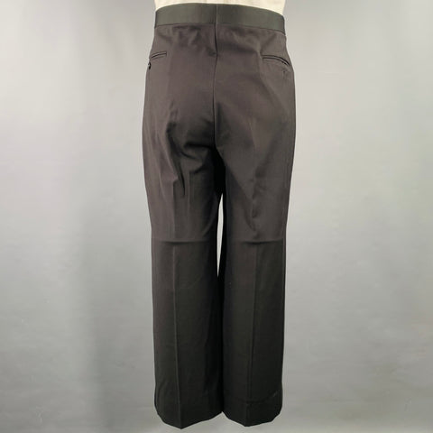BROOKS BROTHERS Size 40 Black Wool Single Button Suspenders Tuxedo