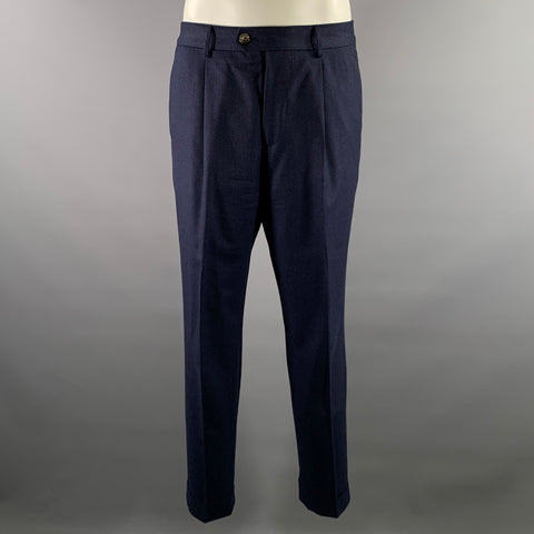 BRUNELLO CUCINELLI Size 40 Navy Wool Notch Lapel Suit
