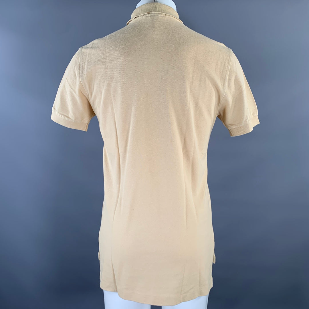 RALPH LAUREN Size S Khaki Yellow Logo Cotton Ribbed Polo