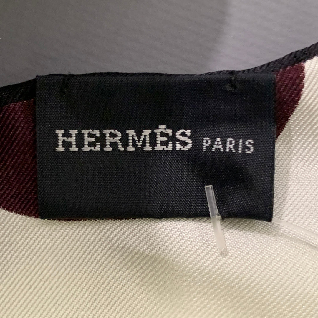 HERMES Purple Black White Two Tone Polka Dot Silk Twill Scarf