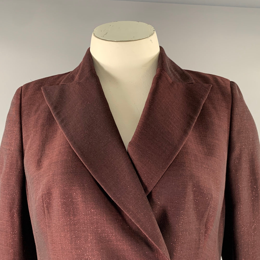 AKRIS Size 12 Burgundy Wool  Polyester Sparkly Jacket