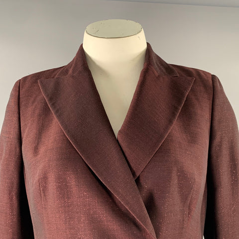 AKRIS Size 12 Burgundy Wool  Polyester Sparkly Jacket