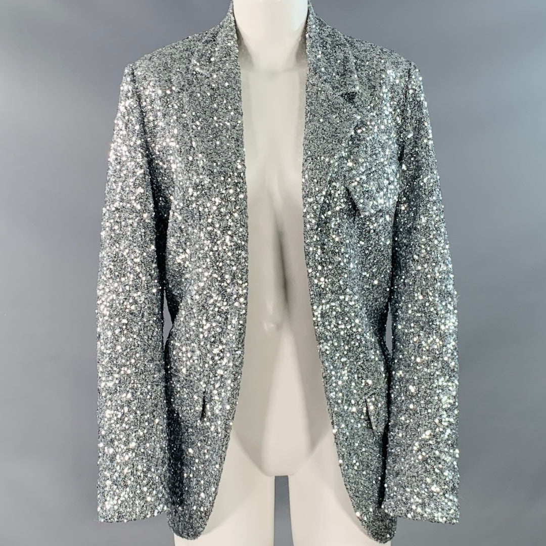 ZADIG & VOLTAIRE Size S Vivi Silver Polyester Sequined Jacket Blazer