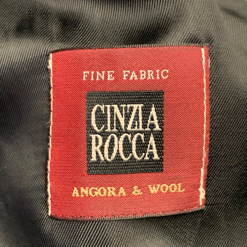 CINZIA ROCCA Size 8 Black White Wool Angora Zig Zag Jacket