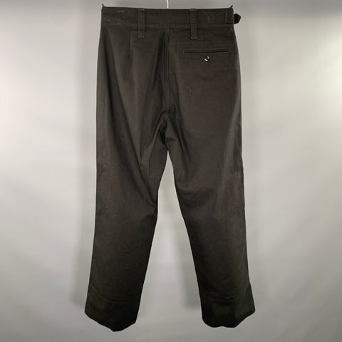 MARGARET HOWELL Size 32 Black Pleated Cotton Relaxed fit Casual Pants