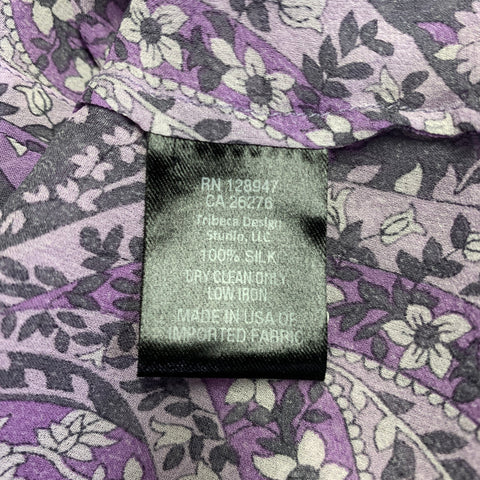 NILI LOTAN Size S Purple Grey Silk Paisley Blouse Casual Top