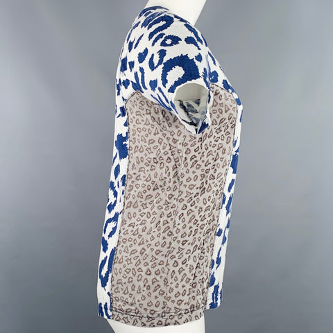 COMME des GARCONS Size M White Blue Grey Cotton Animal Print T-Shirt