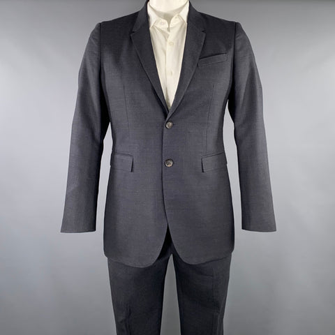 BURBERRY PRORSUM Size 42 Black Charcoal Stripe Virgin Wool Suit