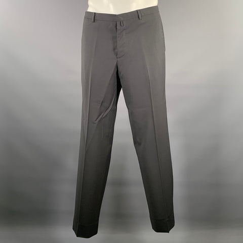 JIL SANDER Chest Size 42 Black Heather Wool Button Fly 38 34 Suit