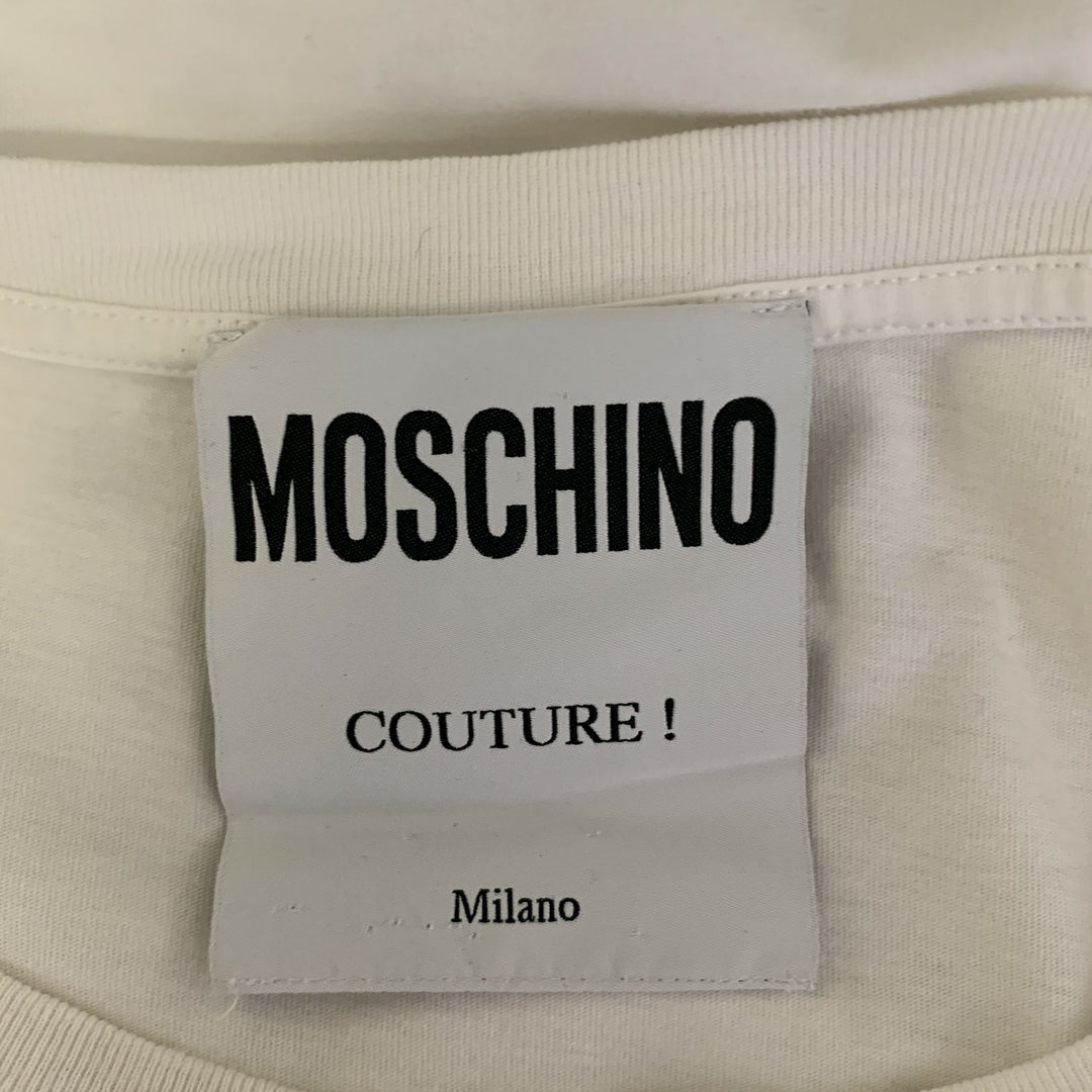 MOSCHINO Size M White Black Logo Cotton Lightweight T-shirt