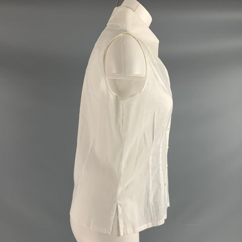 CHANEL Size 8 White Cotton Sleeveless Dress Top