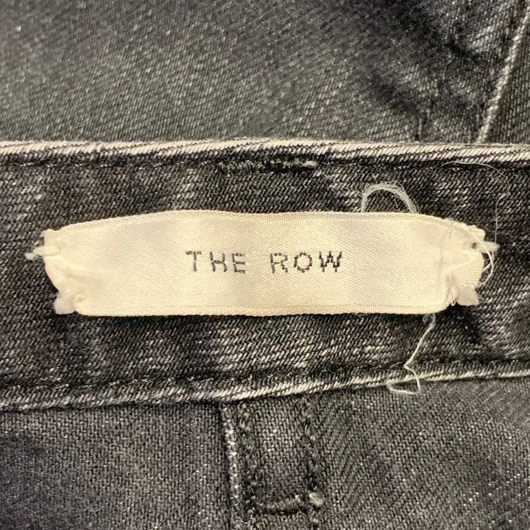 THE ROW Size 12 Black Cotton Blend Slim Straight Button Fly Jeans