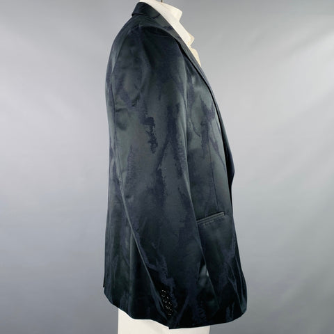 ALEXANDER MCQUEEN Size 48 Black Jacquard Viscose Blend Sport Coat