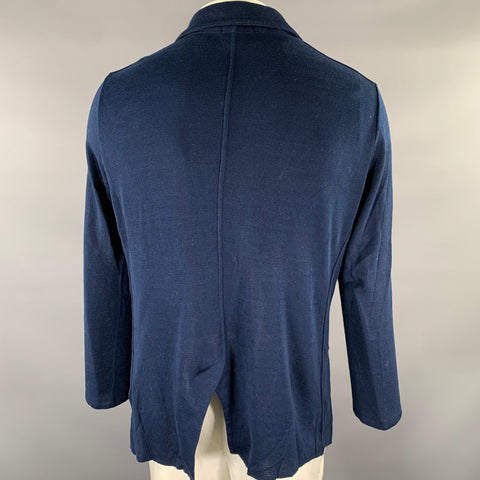 LARDINI Chest Size 44 Navy Heather Cotton Notch Lapel Sport Coat
