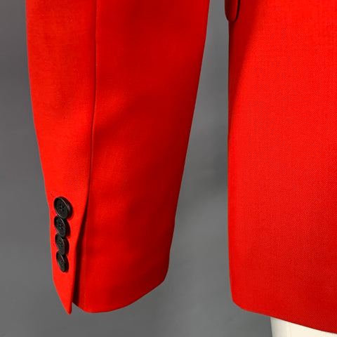 GIVENCHY Size 40 Red Wool Twill Peak Lapel Sport Coat