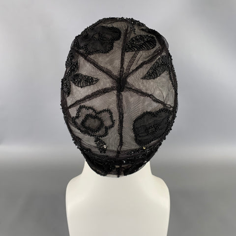 RALPH LAUREN Black Sequined Mesh Hats