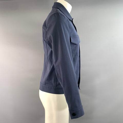 THEORY Chest Size Size S Blue Light Blue Solid Cotton Blend Trucker Jacket