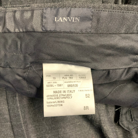 LANVIN Size 44 Regular Black Silk Cashmere Blend Peak Lapel Suit