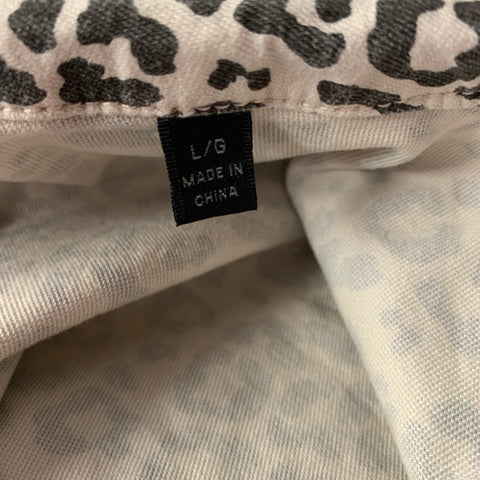 ATM Size L White Black Cotton Blend Leopard Cargo Jacket