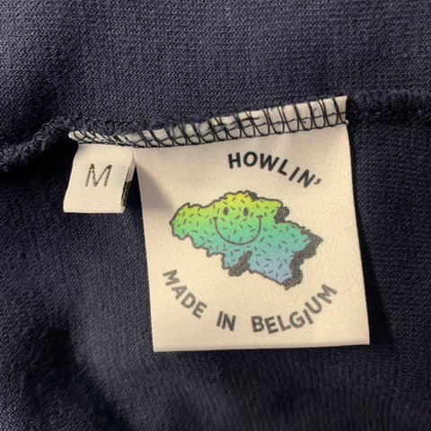 HOWLIN Size M Navy Blue Color Block Cotton Blend Terry T-shirt