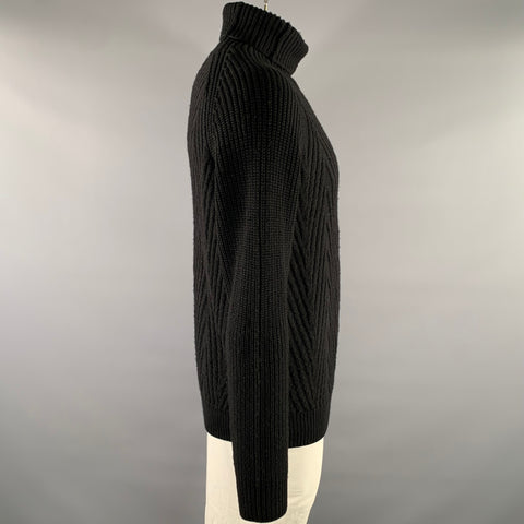 HAIDER ACKERMANN Size L Black Knit Cashmere Turtleneck Pullover