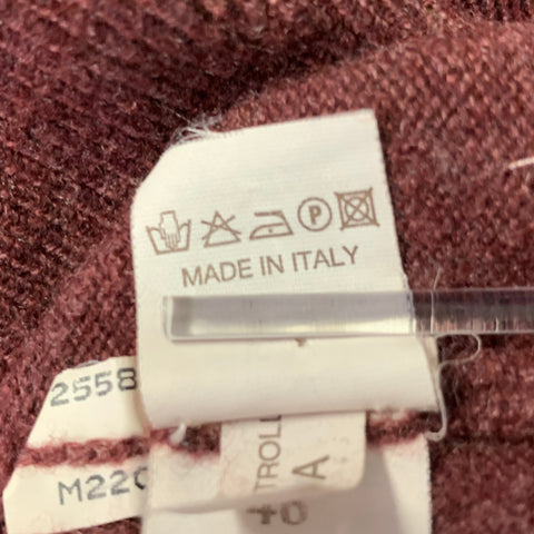 BRUNELLO CUCINELLI Size S Burgundy Grey Cashmere V-Neck Pullover