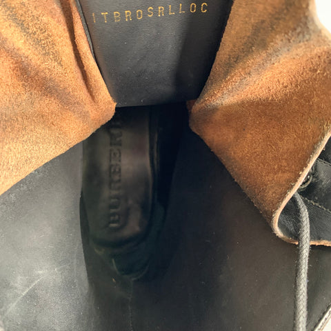 BURBERRY Size 8 Black Leather Lace Up Boots