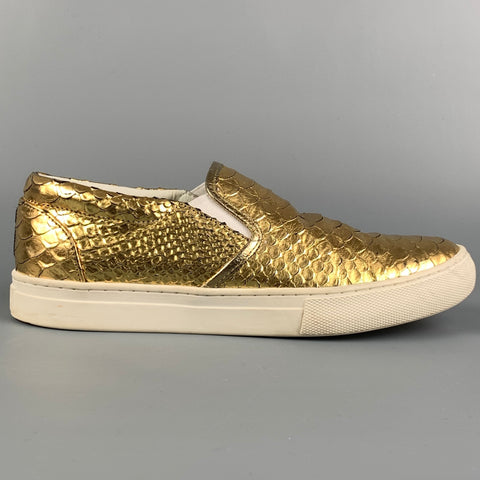 MARC JACOBS Zapatillas sin cordones de cuero texturizado dorado talla 7.5
