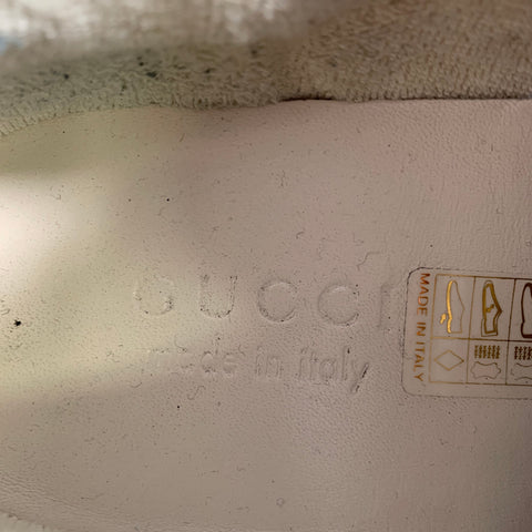 GUCCI Size 9 -Screener- Off White Distressed Leather Lace-Up Sneakers