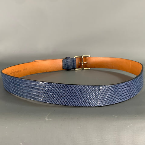 MARTIN DINGMAN Size 38 Blue Silver 5000713 Lizard Belt