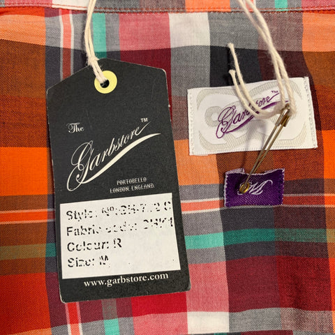GARBSTORE Size M Red Multi Color Plaid Cotton One Pocket Button Down Collar Long Sleeve Shirt