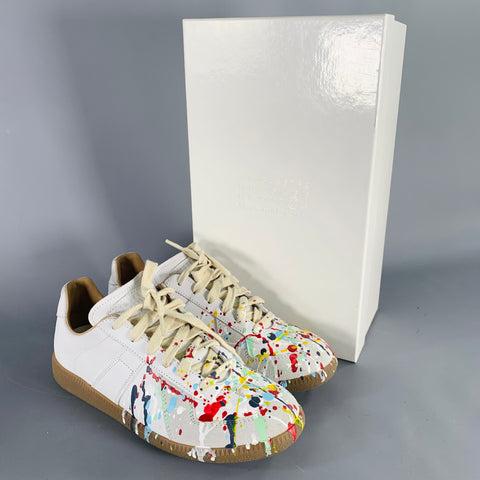 MAISON MARGIELA Size 7.5 White Multi Color Leather Sneakers