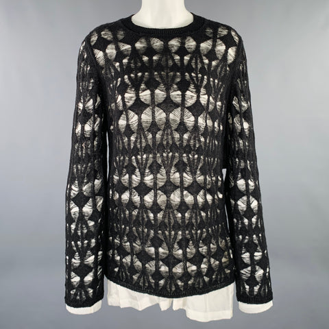 COMME des GARCONS 2022 Size M Black White Acrylic Blend Knit Pullover