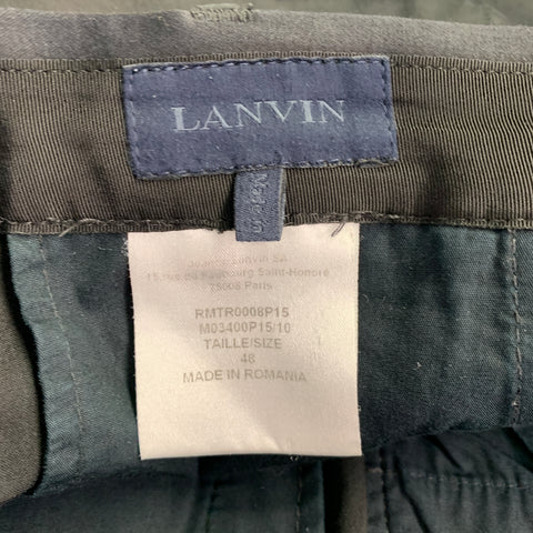 LANVIN Size 32 Black Cotton Blend Ankle Zip Flat Front Dress Pants