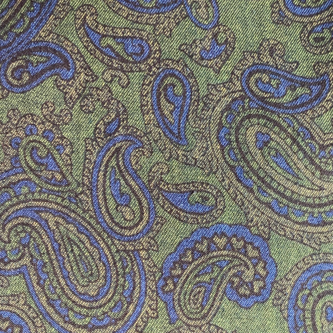 PAUL STUART Size M Green Blue Paisley Cotton Spread Collar Long Sleeve Shirt
