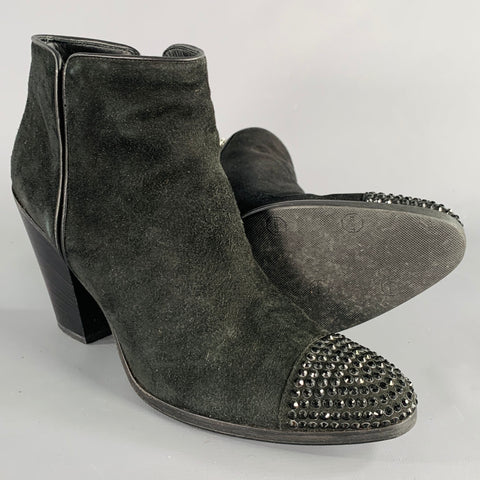 GIUSEPPE ZANOTTI Bottines en daim noir à talon épais, taille 8
