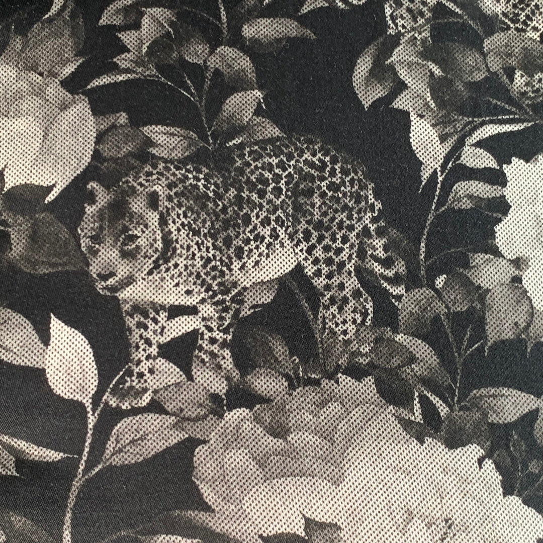 TED BAKER Size XS Stylo Black Grey Floral Leopards Cotton Spread Collar Long Sleeve Shirt