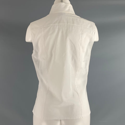 CHANEL Size 8 White Cotton Sleeveless Dress Top